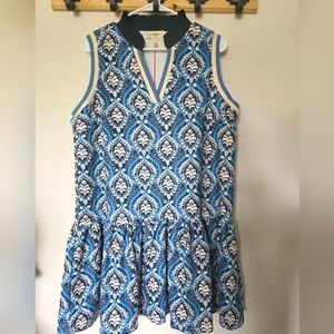 Umgee USA‎ Blue and White Patterned Ruffle Dress Sz Small